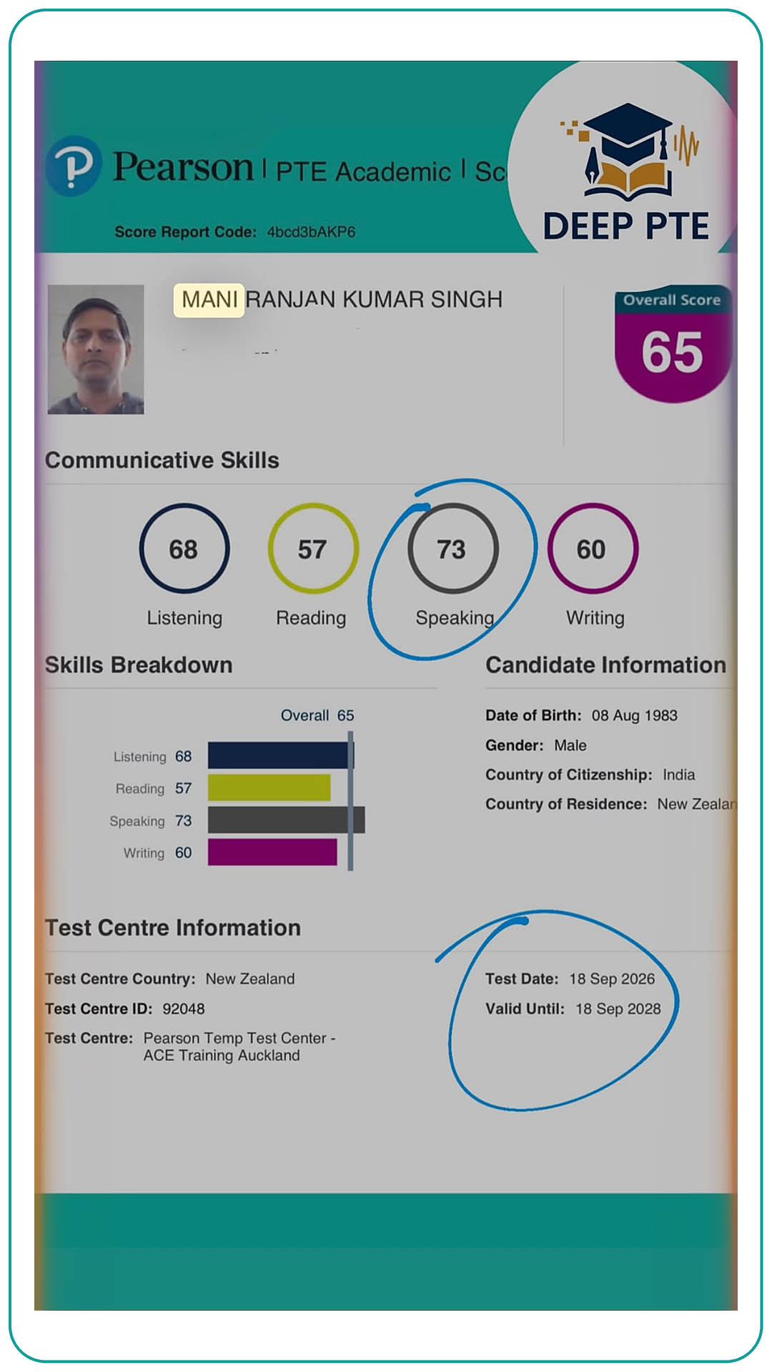 Student Result of Deep PTE