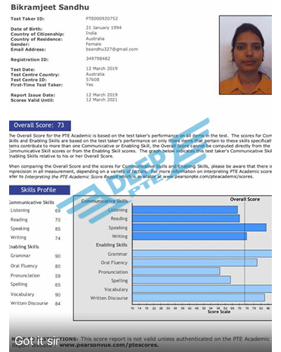 Student Result of Deep PTE