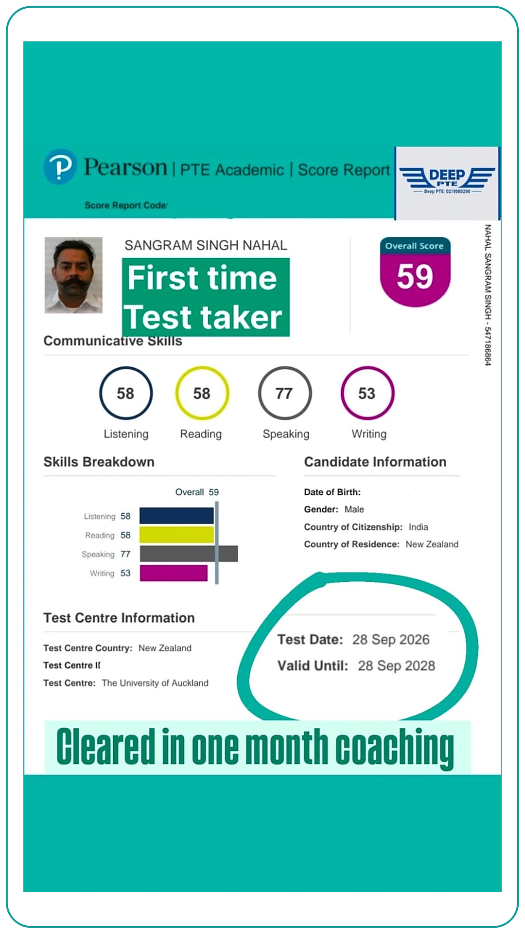 Student Result of Deep PTE